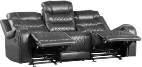 Homelegance Furniture Putnam Power Double Reclining Sofa with Drop-Down in Gray 9405GY-3PW - Sofa - Half Price Furniture