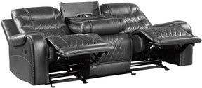 Homelegance Furniture Putnam Power Double Reclining Sofa with Drop-Down in Gray 9405GY-3PW - Sofa - Half Price Furniture