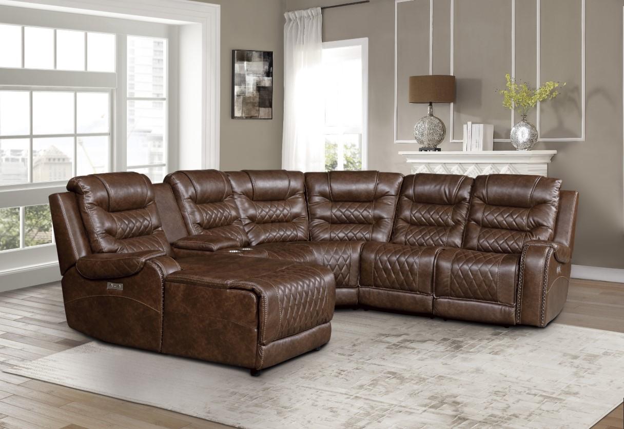 Homelegance Furniture Putnam Power Armless Reclining Chair in Brown 9405BR-ARPW Half Price Furniture