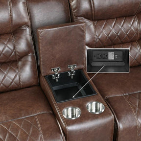 Homelegance Furniture Putnam Power Double Reclining Loveseat in Brown 9405BR-2PW - Loveseat - Half Price Furniture