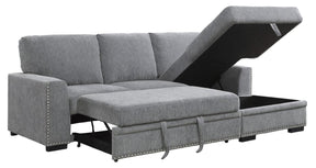 Homelegance Furniture Morelia 2pc Sectional with Pull Out Bed and Right Chaise in Dark Gray 9468DG*2RC2L - Sectional - Half Price Furniture