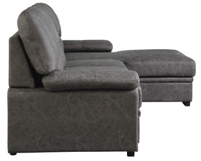 Homelegance Furniture Michigan Sectional with Pull Out Bed and Right Chaise in Dark Gray 9407DG*2RC3L - Sectional - Half Price Furniture