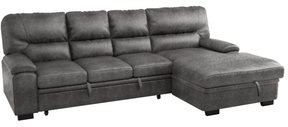Homelegance Furniture Michigan Sectional with Pull Out Bed and Right Chaise in Dark Gray 9407DG*2RC3L - Sectional - Half Price Furniture
