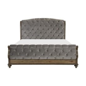 Homelegance Furniture Rachelle Queen Sleigh Bed in Weathered Pecan 1693-1* Half Price Furniture