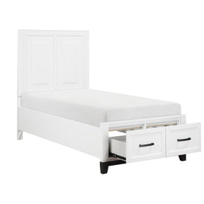 1450WHT-1*-Youth (3) Twin Platform Bed with Footboard Storage - Storage - Half Price Furniture