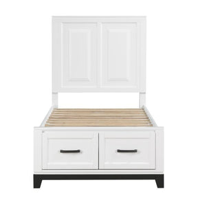 1450WHT-1*-Youth (3) Twin Platform Bed with Footboard Storage - Storage - Half Price Furniture
