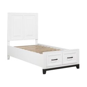 1450WHT-1*-Youth (3) Twin Platform Bed with Footboard Storage - Storage - Half Price Furniture