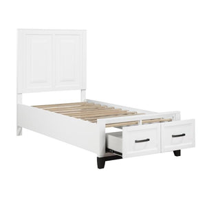 1450WHT-1*-Youth (3) Twin Platform Bed with Footboard Storage - Storage - Half Price Furniture