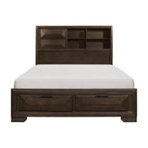 Homelegance Chesky King Bookcase Bed with Footboard Storage in Warm Espresso 1753K-1EK* Half Price Furniture