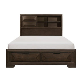 Homelegance Chesky King Bookcase Bed with Footboard Storage in Warm Espresso 1753K-1EK* Half Price Furniture