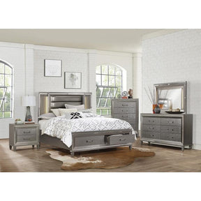 Tamsin (3)California King Platform Bed with Footboard Storage, LED Lighting - Lighting - Half Price Furniture