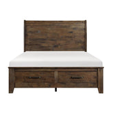 Homelegance Jerrick Queen Sleigh Platform Bed with Footboard Storage in Burnished Brown 1957-1* Half Price Furniture