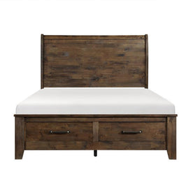 Homelegance Jerrick Queen Sleigh Platform Bed with Footboard Storage in Burnished Brown 1957-1* Half Price Furniture