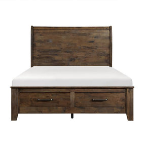 Homelegance Jerrick Queen Sleigh Platform Bed with Footboard Storage in Burnished Brown 1957-1* Half Price Furniture