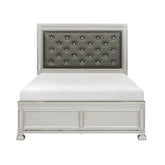 Homelegance Bevelle Queen Upholstered Panel Bed in Silver 1958-1 Half Price Furniture
