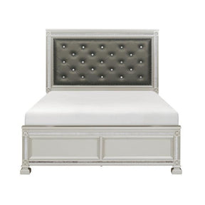 Homelegance Bevelle Queen Upholstered Panel Bed in Silver 1958-1 Half Price Furniture