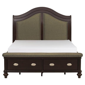 Homelegance Marston Queen Sleigh Storage Bed in Dark Cherry 2615DC-1 Half Price Furniture