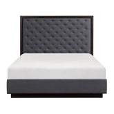 Homelegance Larchmont Queen Upholstered Platform Bed in Charcoal 5424-1* Half Price Furniture