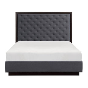 Homelegance Larchmont Queen Upholstered Platform Bed in Charcoal 5424-1* Half Price Furniture