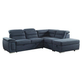 8277NBU* - (3)3-Piece Sectional with Adjustable Headrests, Pull-out Bed and Right Chaise with Storage Ottoman Half Price Furniture