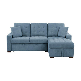 9816BU*2LLRC - (2)2-Piece Sectional with Right Chaise, Pull-out Bed and Hidden Storage Half Price Furniture