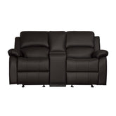 9928DBR-2 - Double Glider Reclining Love Seat with Center Console Half Price Furniture