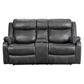 9990GY-2 - Double Lay Flat Reclining Love Seat with Center Console Half Price Furniture