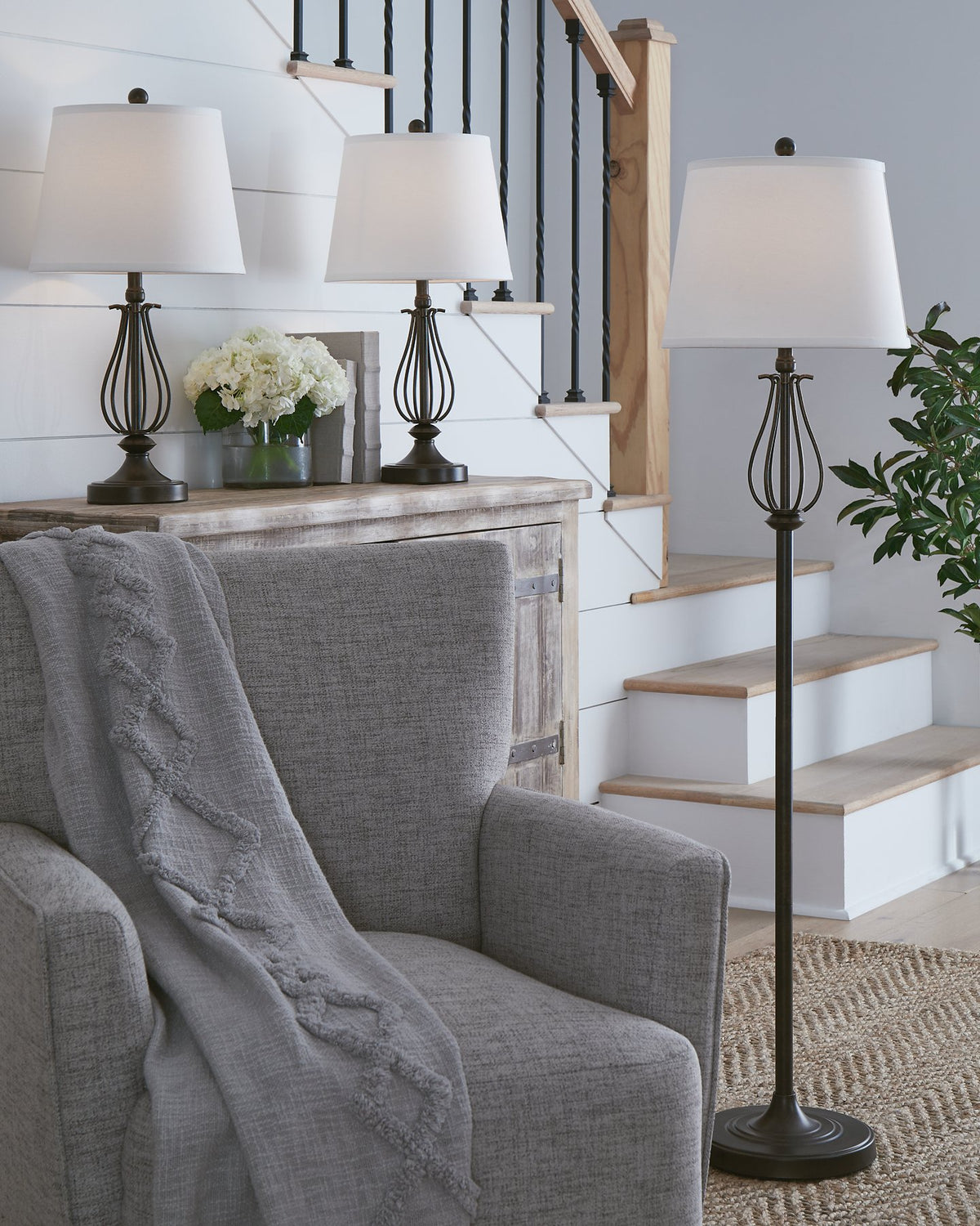 Brycestone Floor Lamp with 2 Table Lamps - Half Price Furniture