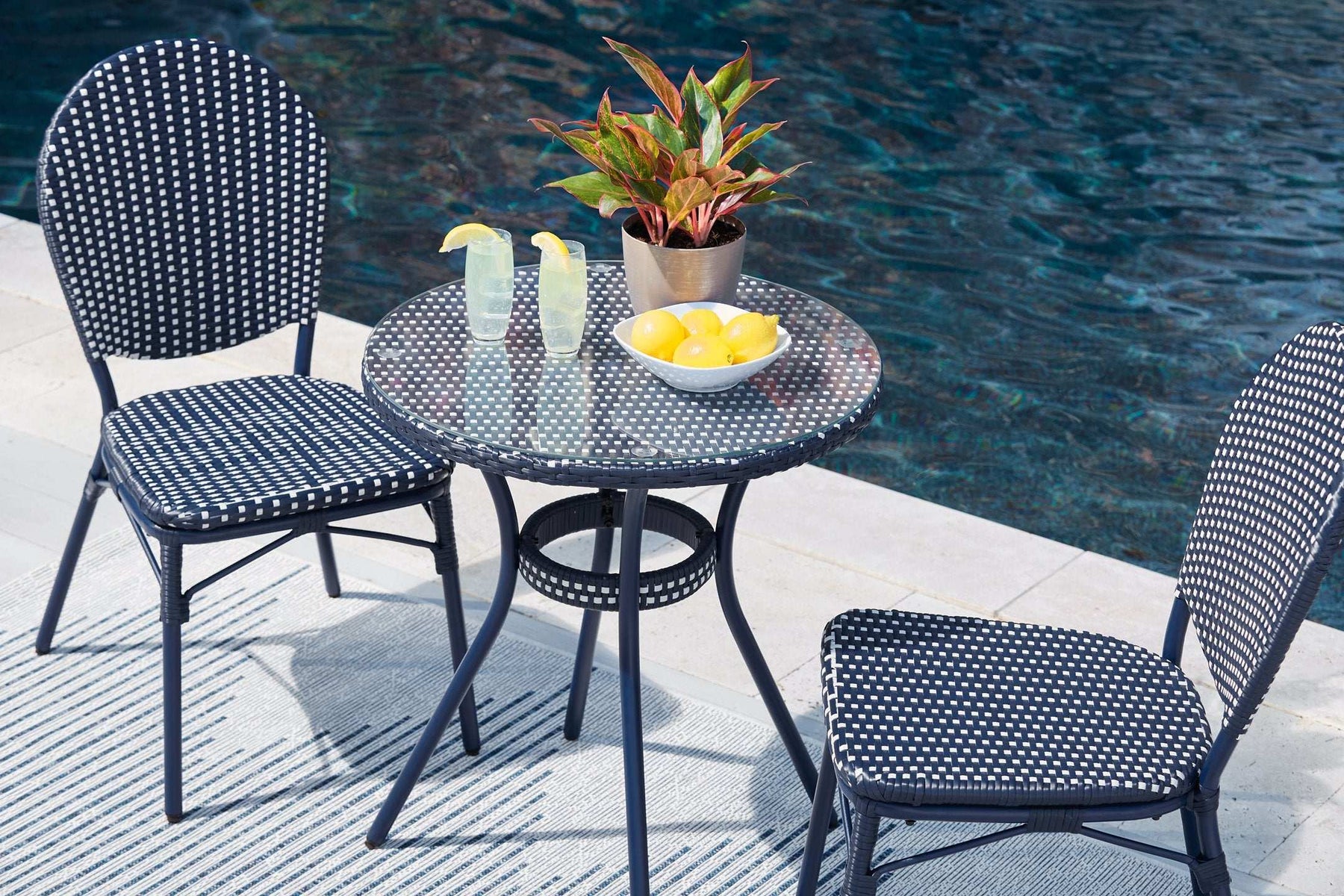 Odyssey Blue Outdoor Table and Chairs (Set of 3) - Half Price Furniture