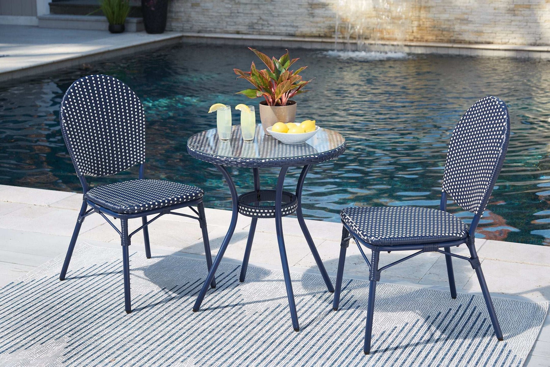 Odyssey Blue Outdoor Table and Chairs (Set of 3) - Half Price Furniture