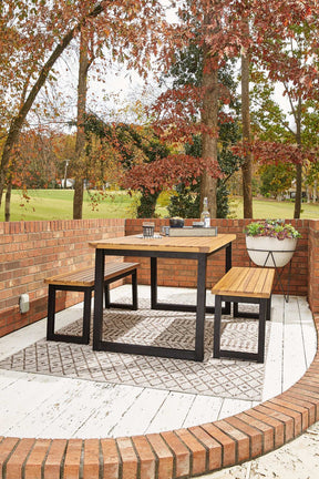 Town Wood Outdoor Dining Table Set (Set of 3) Half Price Furniture