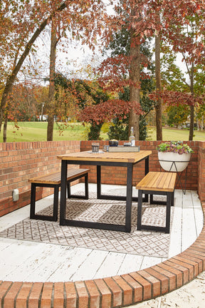 Town Wood Outdoor Dining Table Set (Set of 3) - Half Price Furniture