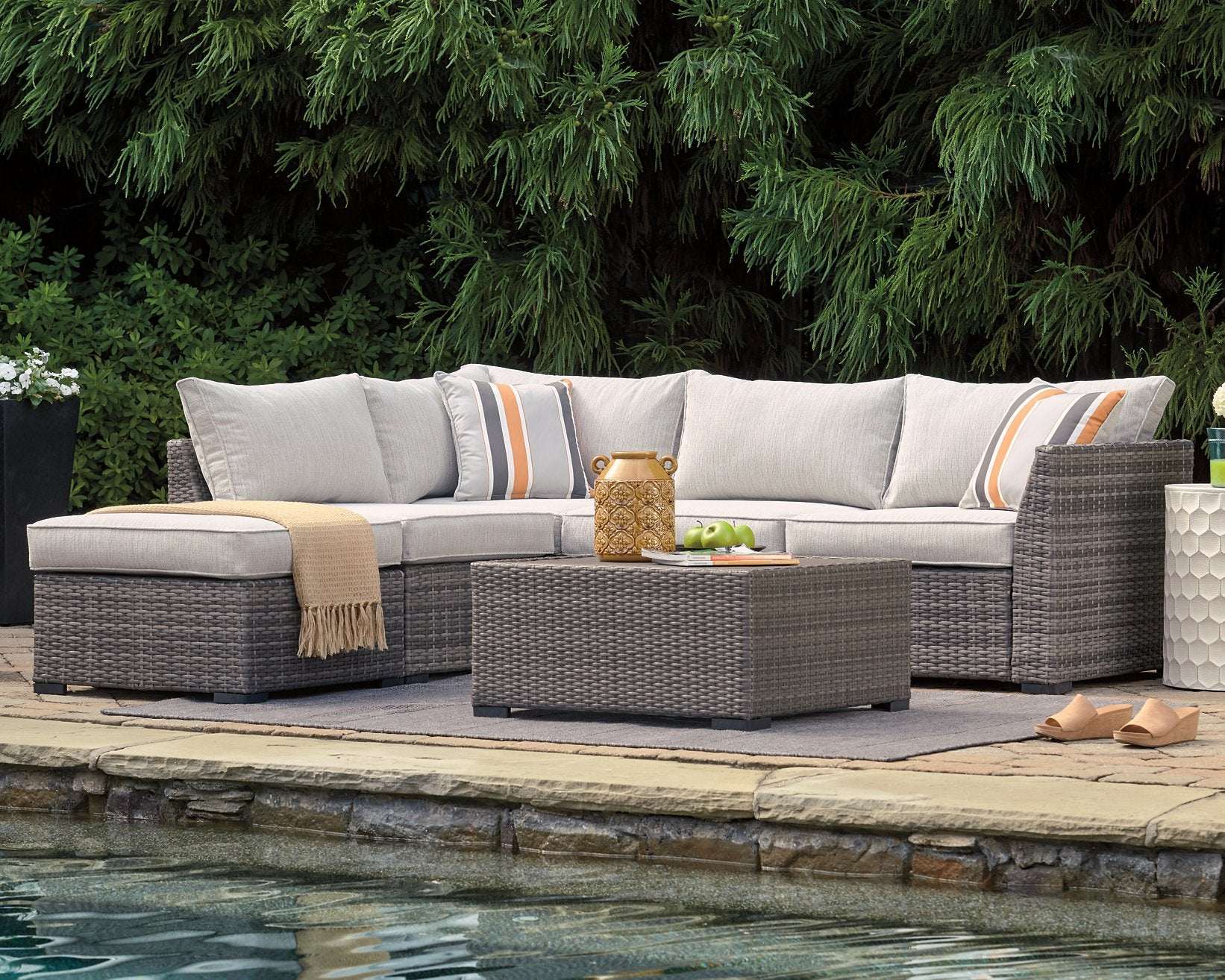 Cherry Point 4-piece Outdoor Sectional Set - Outdoor Seating Set - Half Price Furniture