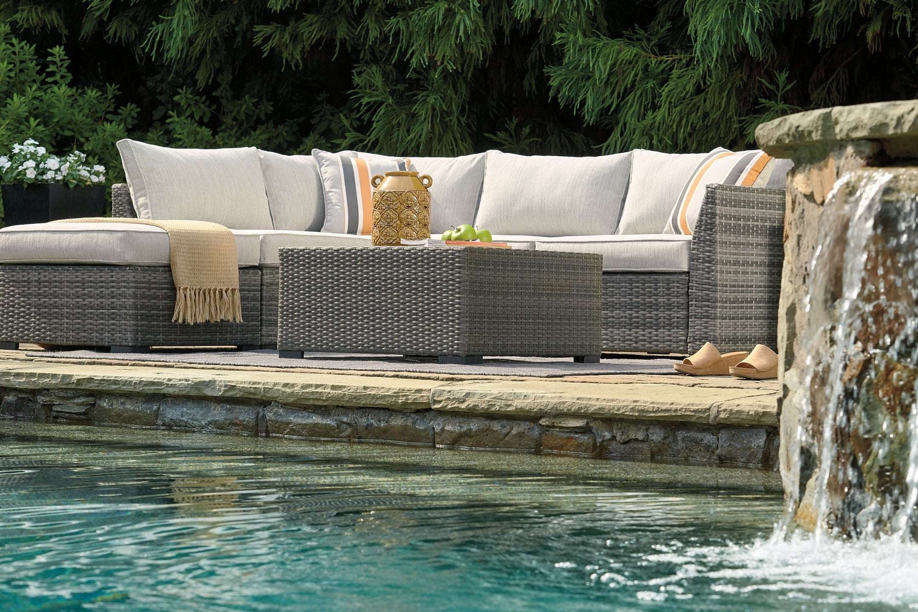 Cherry Point 4-piece Outdoor Sectional Set - Outdoor Seating Set - Half Price Furniture
