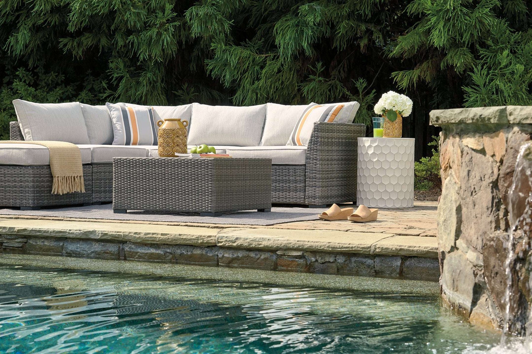 Cherry Point 4-piece Outdoor Sectional Set - Outdoor Seating Set - Half Price Furniture