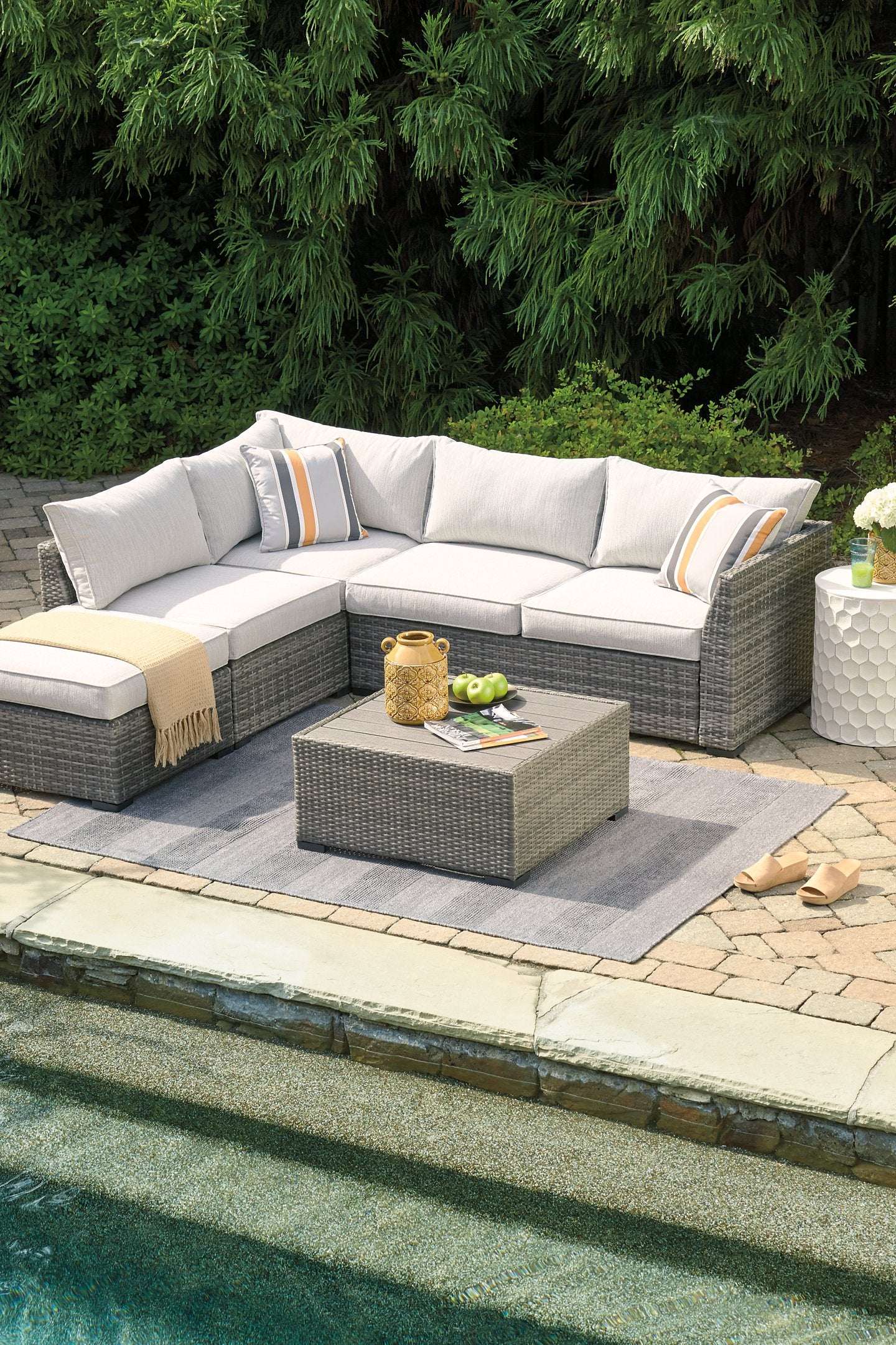Cherry Point 4-piece Outdoor Sectional Set - Outdoor Seating Set - Half Price Furniture