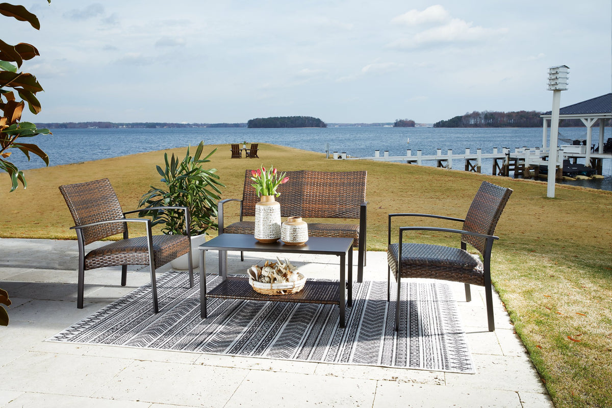 Zariyah Outdoor Love/Chairs/Table Set (Set of 4)  Half Price Furniture
