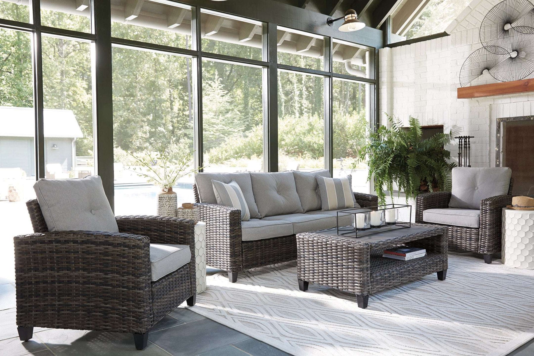 Cloverbrooke 4-Piece Outdoor Conversation Set - Outdoor Seating Set - Half Price Furniture