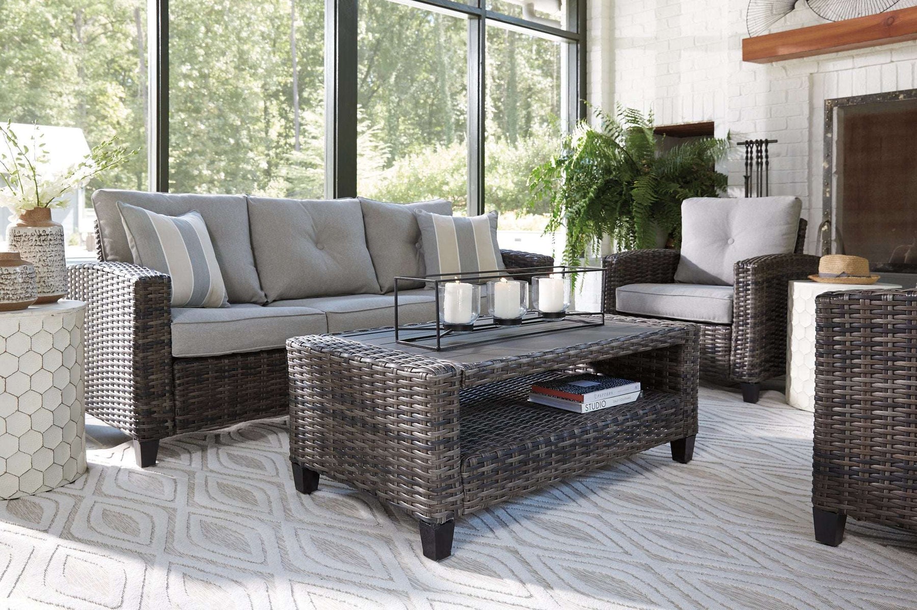 Cloverbrooke 4-Piece Outdoor Conversation Set - Outdoor Seating Set - Half Price Furniture