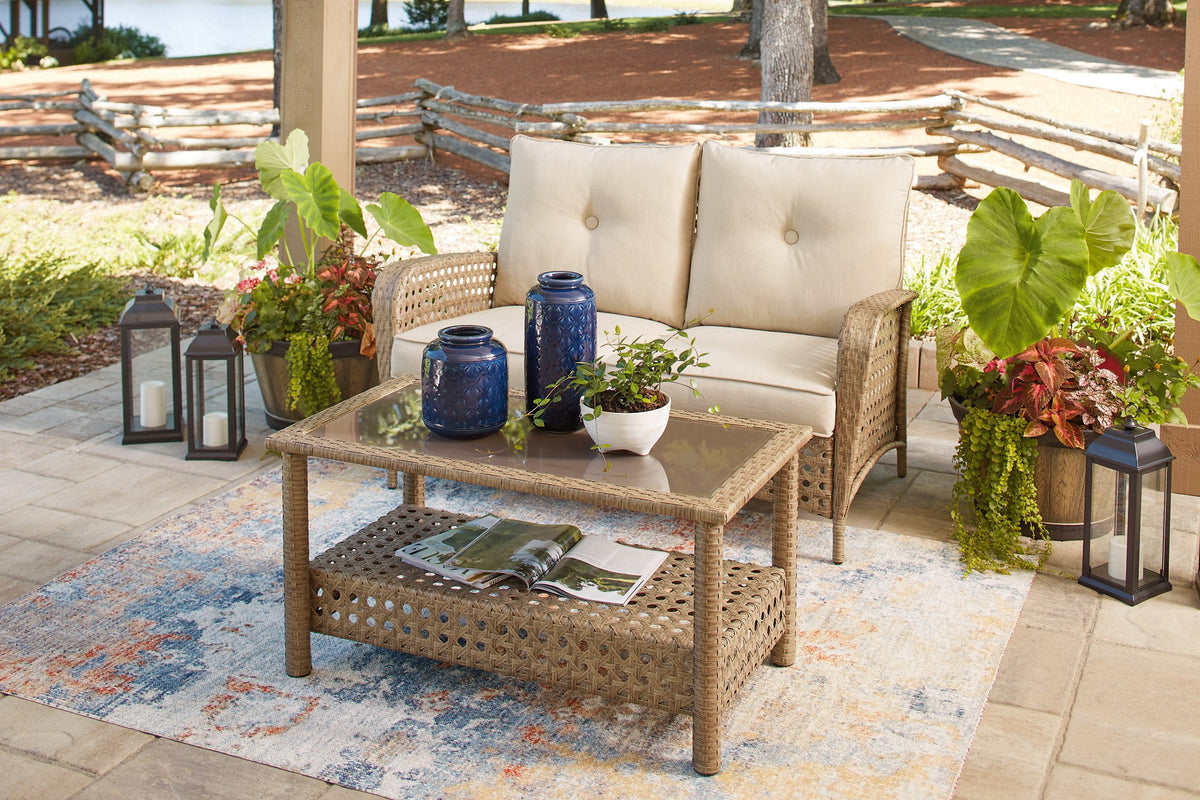 Braylee Outdoor Loveseat with Table (Set of 2) - Outdoor Seating Set - Half Price Furniture