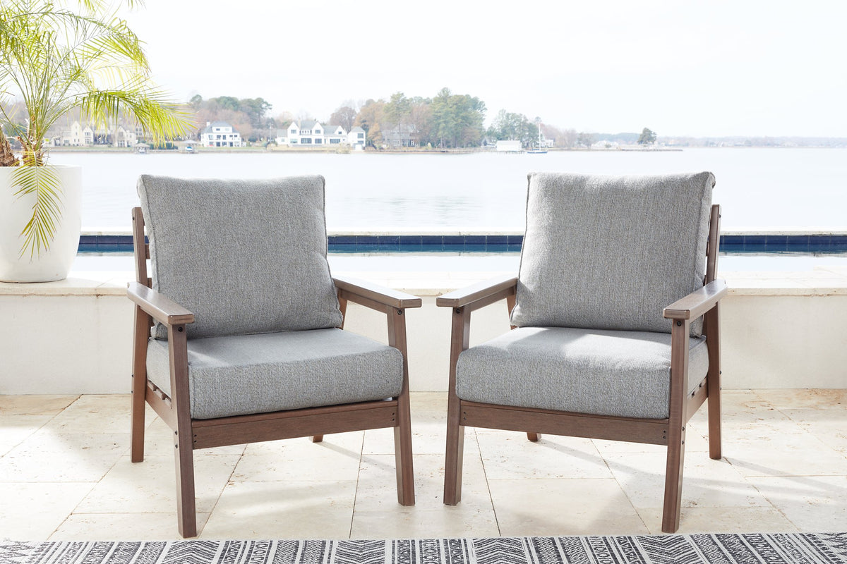 Emmeline Outdoor Lounge Chair with Cushion (Set of 2) - Outdoor Seating - Half Price Furniture