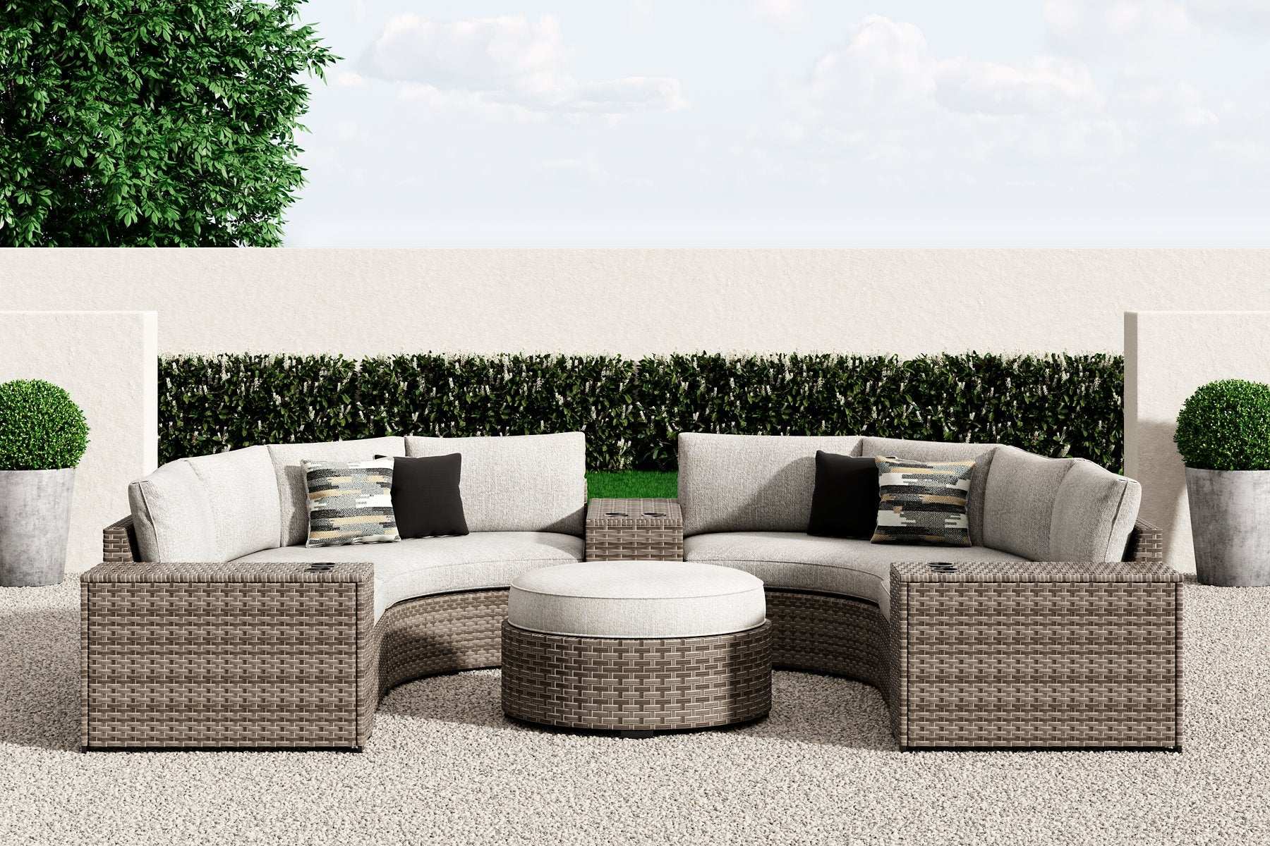 Calworth Outdoor Sectional with Ottoman Half Price Furniture