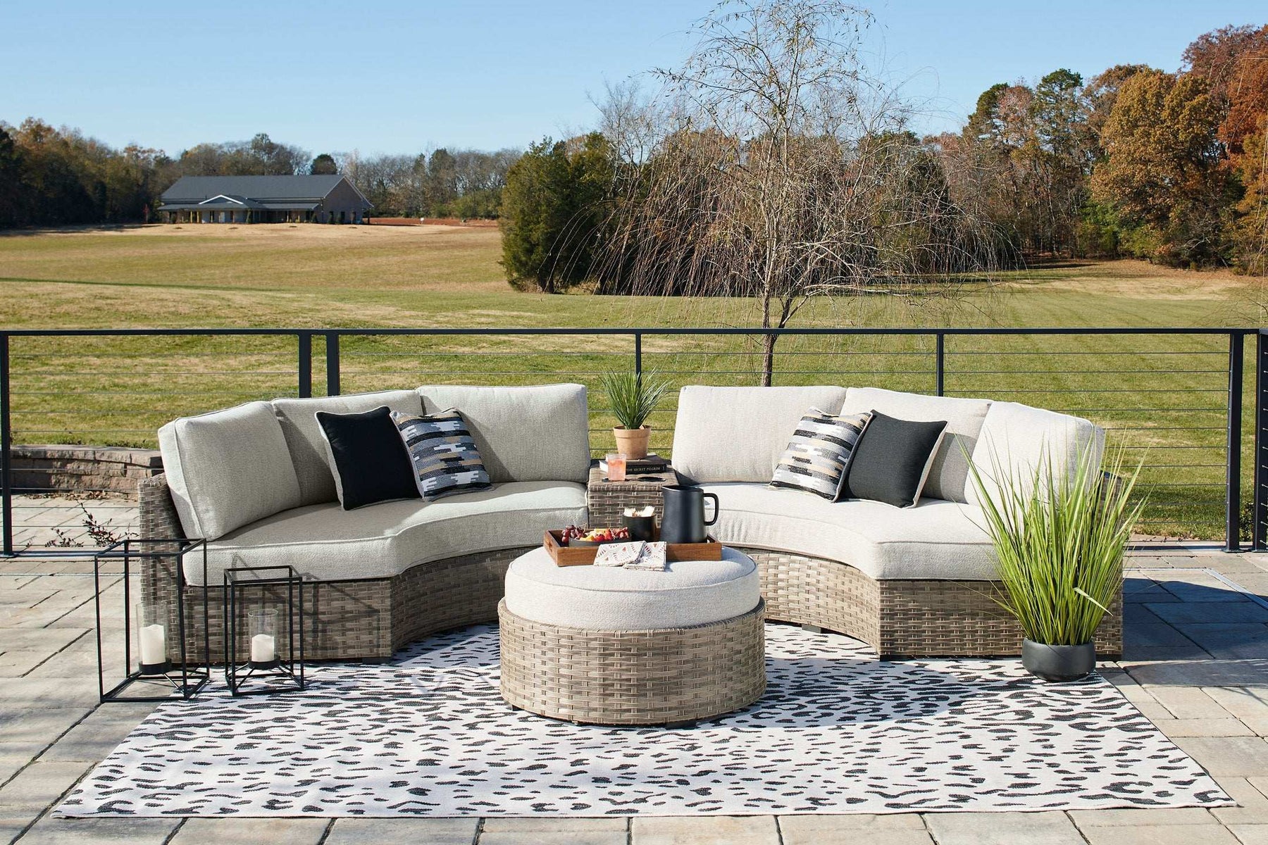 Calworth Outdoor Sectional with Ottoman Half Price Furniture