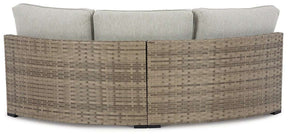 Calworth Outdoor Curved Loveseat with Cushion - Outdoor Seating - Half Price Furniture