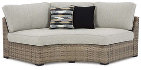 Calworth Outdoor Curved Loveseat with Cushion Half Price Furniture