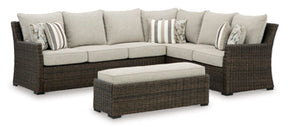 Brook Ranch Outdoor Sofa Sectional/Bench with Cushion (Set of 3) - Outdoor Seating - Half Price Furniture