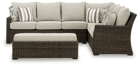 Brook Ranch Outdoor Sofa Sectional/Bench with Cushion (Set of 3) - Outdoor Seating - Half Price Furniture