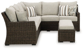 Brook Ranch Outdoor Sofa Sectional/Bench with Cushion (Set of 3) - Outdoor Seating - Half Price Furniture