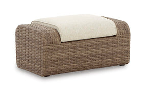 Sandy Bloom Outdoor Ottoman with Cushion Half Price Furniture