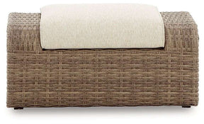 Sandy Bloom Outdoor Ottoman with Cushion Half Price Furniture